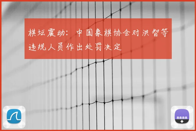 棋坛震动：中国象棋协会对洪智等违规人员作出处罚决定